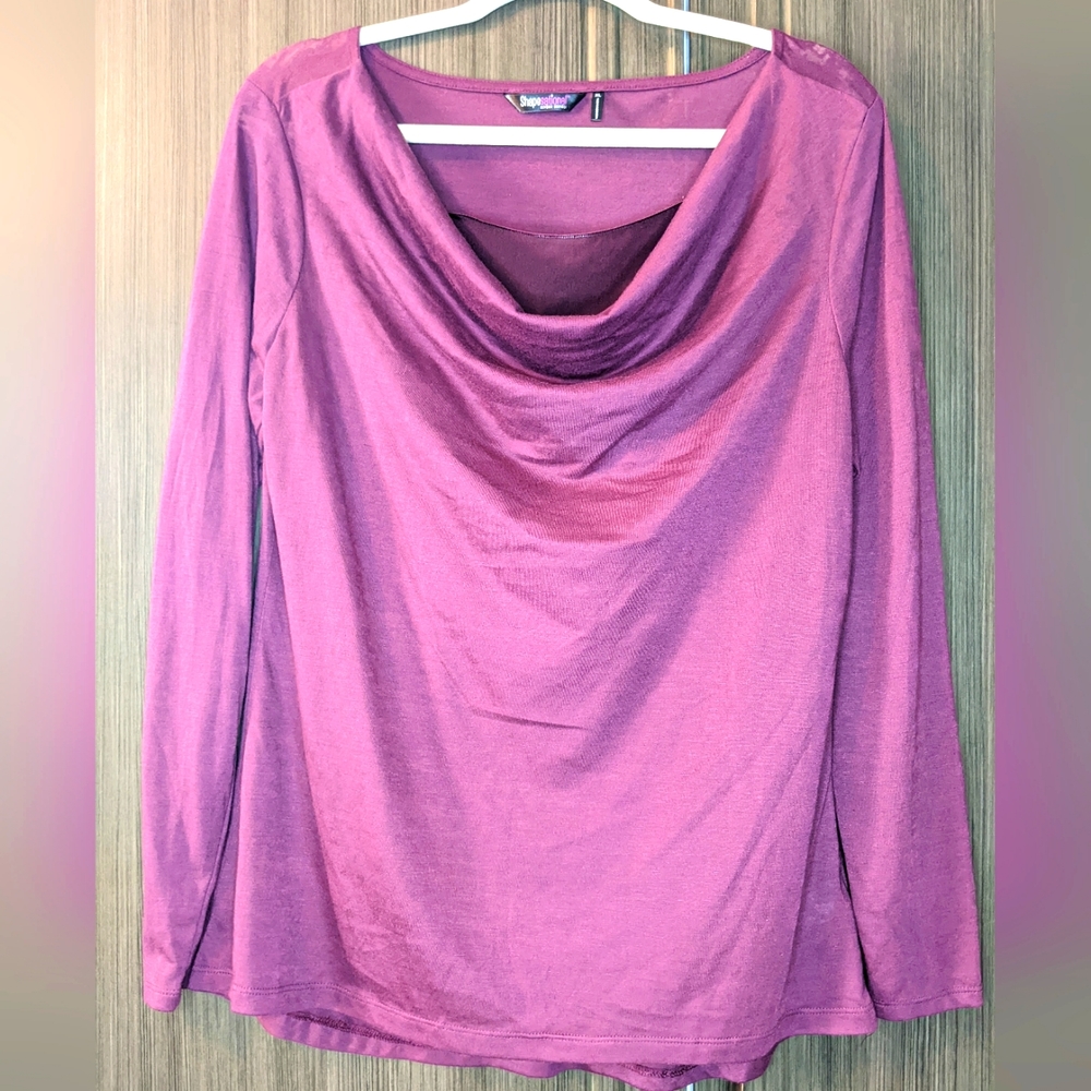 ShapeSational Cabernet Blouse with Cowl Ruched Neckline, XL